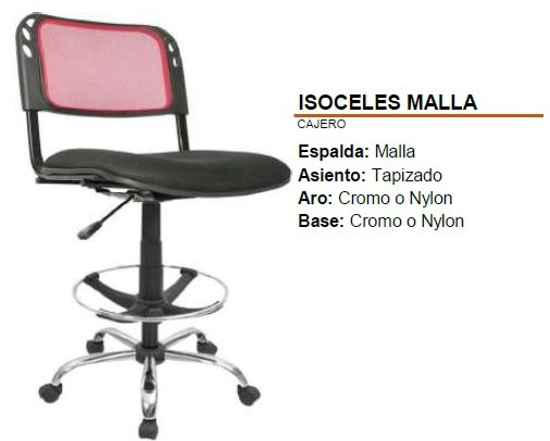 SILLA CAJERO ISOCELES MALLA
