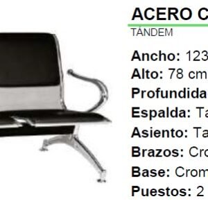SILLA TANDEM ACERO CROMO TAPIZZADO 123 CM